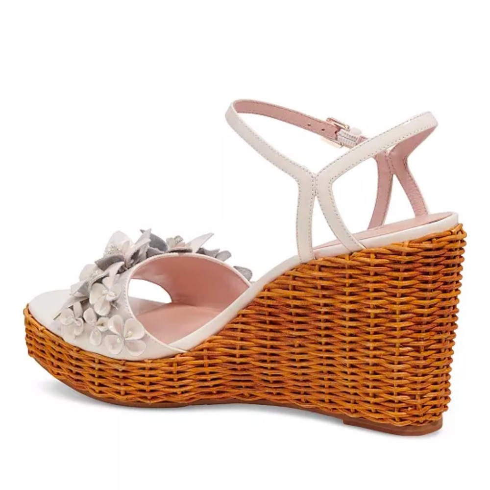 Kate Spade Fiori White Floral Platform Wedge Espadrille Sandals - Picture 5 of 12